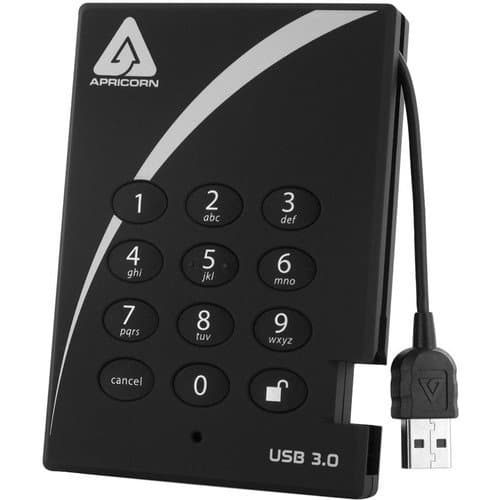 Apricorn 500GB Aegis Padlock Encrypted USB 3.1 Gen 1 Hard Drive with PIN Access