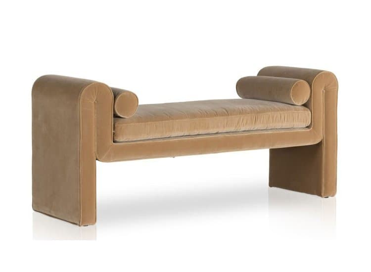 Four Hands Mitchell Accent Bench, Surrey Camel Fabric