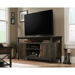 Sauder Industrial TV Stand with 2 Doors and Shelves-Fits TVs up to 60" - Carbon Oak