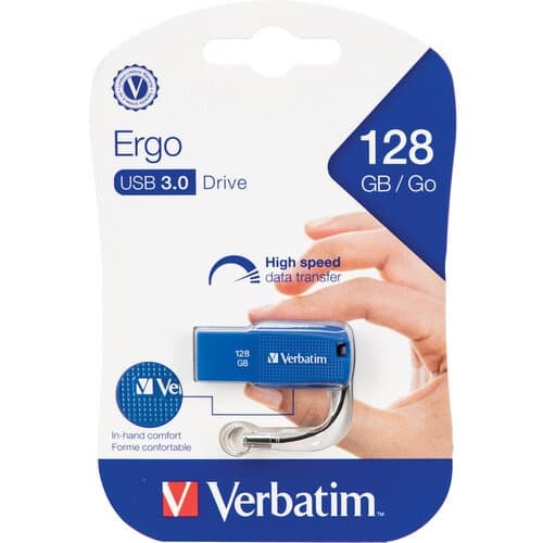 Verbatim 128GB Ergo USB 3.1 Gen 1 Flash Drive (Blue)