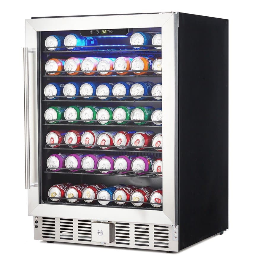 Large Capacity Beverage Refrigerator 5.1 Cu.Ft 166 Can Drink Cooler with Adjustable Digital Temperature Safety Lock for Home Under Counter or Office