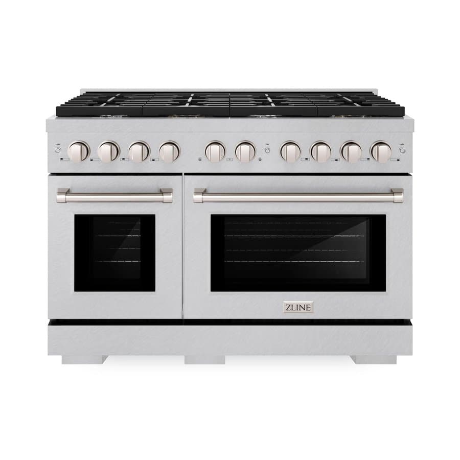 ZLINE KITCHEN & BATH Paramount 48-in 8 burners 4.2-cu ft / 2.5-cu ft Convection Oven Freestanding Double Oven Gas Range ( Satin Stainless Steel )