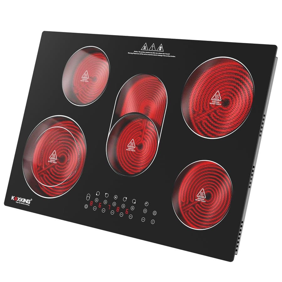 30 Inch Electric Cooktop 5 Burners, 8500w Built-in Radiant Ceramic Stove Top With Dual Expandable Heating Zone 30ECT