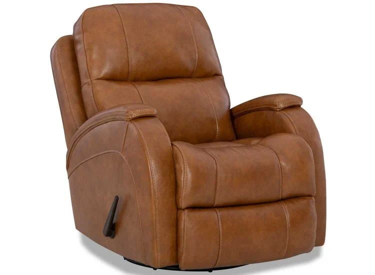 HomeStretch Phantom Manual Recliner, Saddle Brown Leather