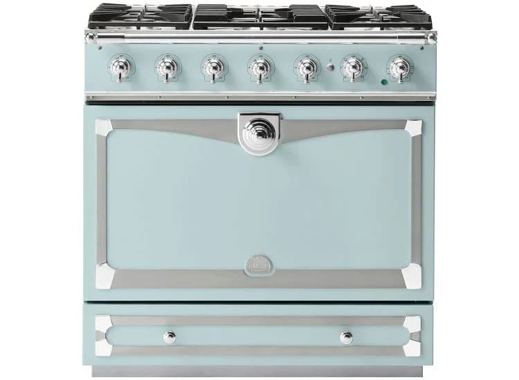 La Cornue CornuFe 90 Albertine 36 In. Roquefort With Polished Chrome Trim Dual Fuel Range - C9QP
