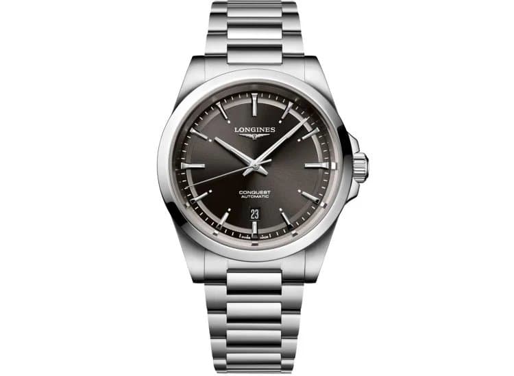 Longines Conquest 41mm Watch with Black Dial and Stainless Steel Bracelet