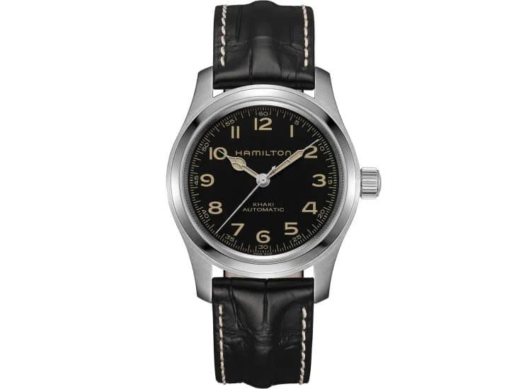Hamilton Khaki Field Murph Auto Black Dial Leather Strap Watch, 42mm