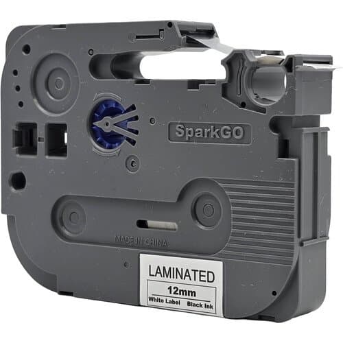 SparkGO Tape for SP-H55 Label Maker (Black on White, 0.47" x 26', Laminated)