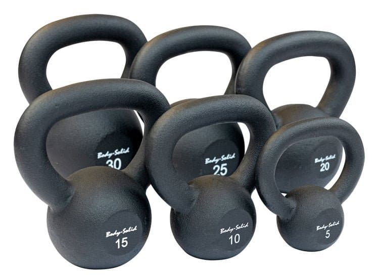 Body-Solid 5-30 Lbs Iron Powder Coat Kettlebell Set