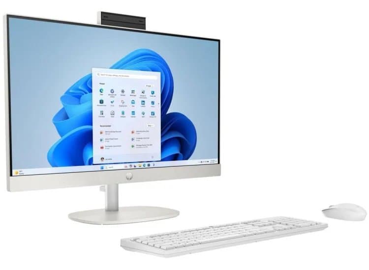 HP All-in-One Desktop 24-Inch Touchscreen Intel Core Ultra 7 155U 16GB RAM 1TB SSD, Shell White