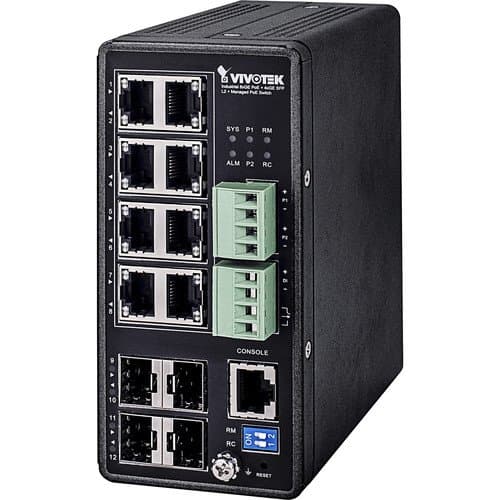 Vivotek Industrial VivoCam AW-IHT-1271 8-Port PoE+ Compliant Managed Network Switch with SFP