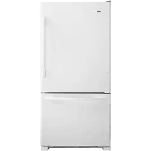 Amana 22.1-cu ft Standard-Depth 33-in Wide Bottom-Freezer Refrigerator Ice Maker Optional (sold separately) ( White )