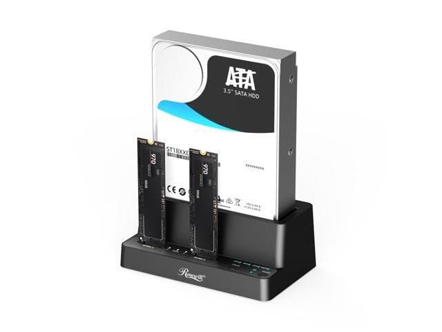 Rosewill M.2 NVMe & SATA SSD / 2.5" & 3.5" HDD Hard Drive Cloner & Reader Docking Station, USB 3.2 Gen 2x1 10Gbps, Triple Bay, Offline Cloning,