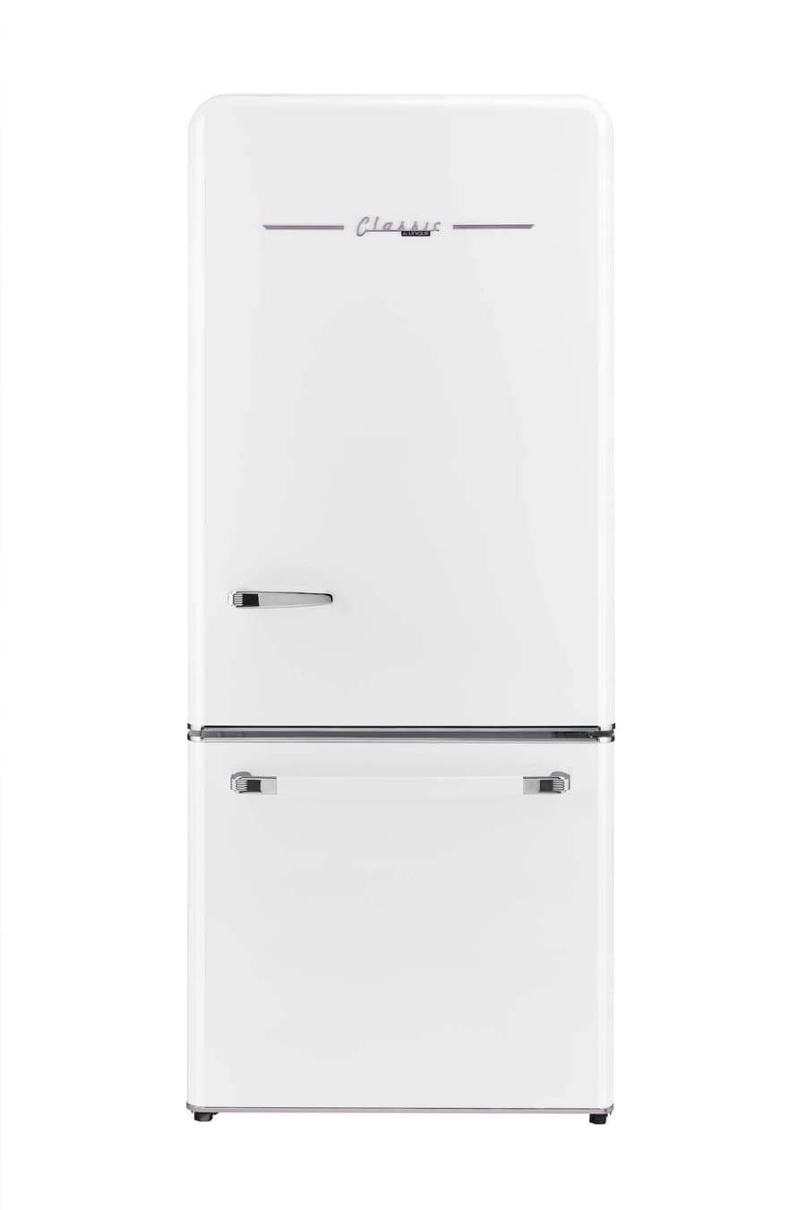 UNIQUE Classic Retro 17.7-cu ft Counter-Depth 29-in Wide Bottom-Freezer Refrigerator with Ice Maker ( Marshmallow White ) ENERGY STAR Certified