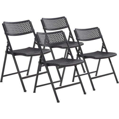 Oklahoma Sound NPS AirFlex Series Premium Polypropylene Folding Chair (Black, Set of 4)