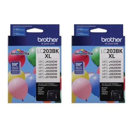 Brother 2 Pack LC203 Innobella High Yield XL Series Black Ink Cartridge, 550 Pages Yield