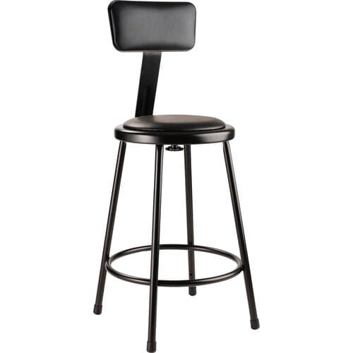 Oklahoma Sound Vinyl Padded Stool with Backrest (24", Black)