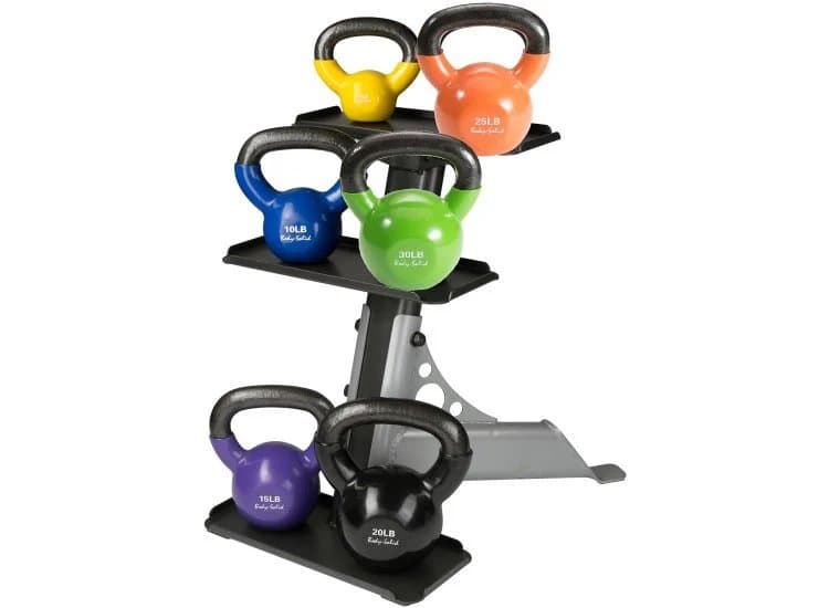 Body-Solid 5-30 lb. Vinyl Dipped Kettlebell Set With Rack - KBVS105 PACK