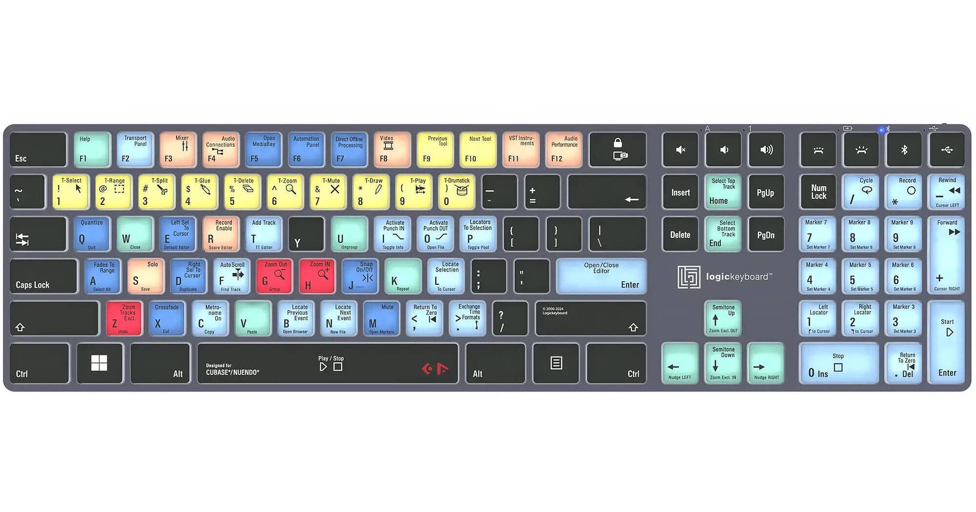 Logickeyboard Steinberg Cubase and Nuendo TITAN Wireless Backlit US English Keyboard for Windows