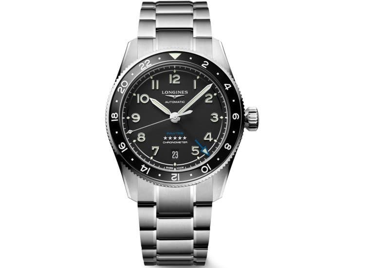 Longines Spirit Zulu Time 39mm Watch with Black Matt Dial and SS Bracelet