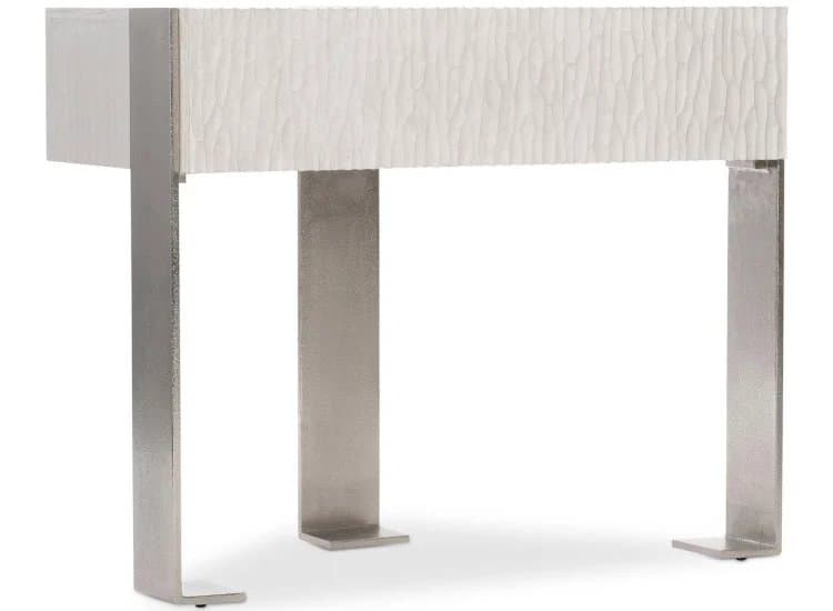 Bernhardt Solaria Nightstand in Weathered Bone | Shiny Nickel