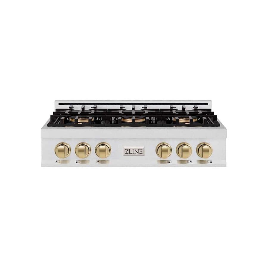 Autograph Edition 36 in. Classic Gas Rangetop with 6-Burner DuoPro Cooktop, Satin Stainless and Champagne Accents