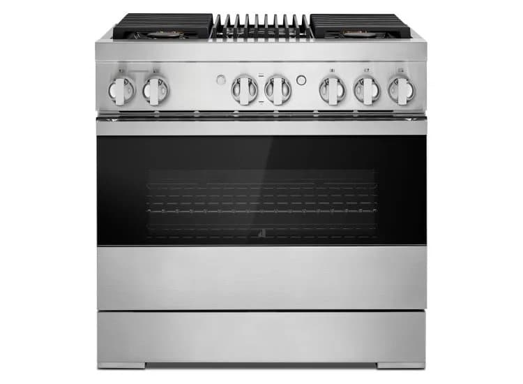 JennAir NOIR 36 In. Stainless Steel Dual-Fuel Professional Range With Gas Grill - JDRP636HM