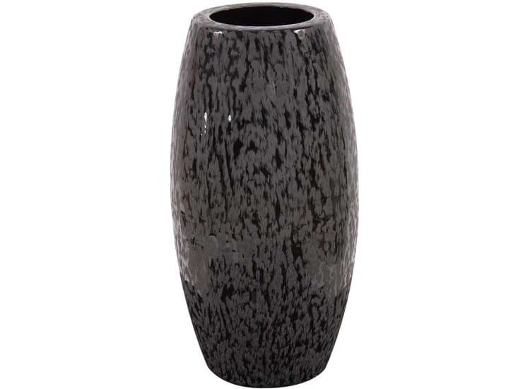 Howard Elliott Chiseled Iron Small Cylinder Vase, Texture Black Finish