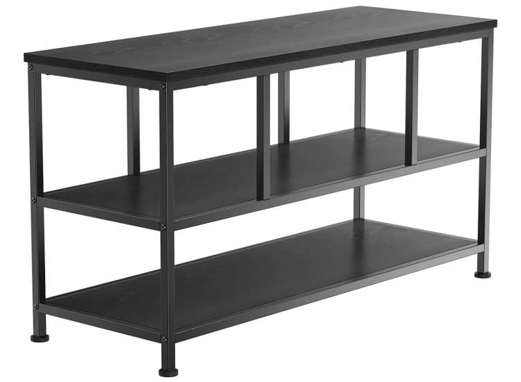 ErgoAV Small TV Stand 42-Inch with Metal Frame, Black Finish