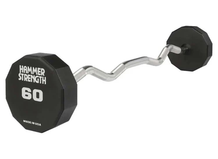 Life Fitness Hammer Strength 60 lb Urethane 12-Sided EZ Curl Barbell