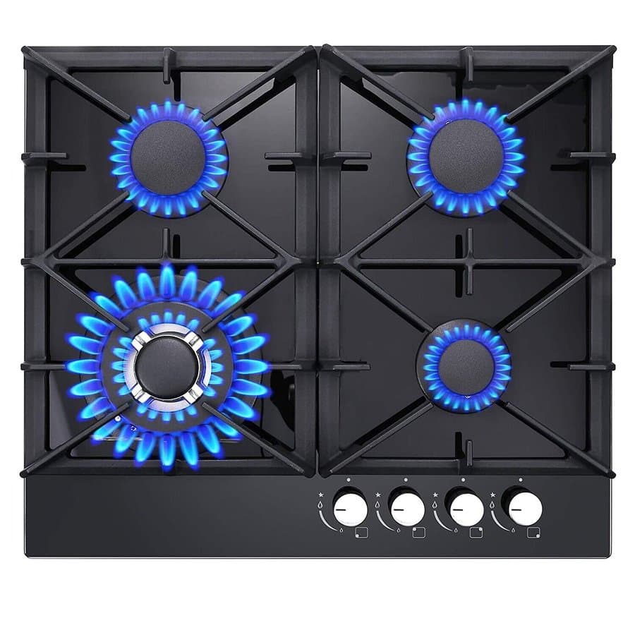 GASLAND 24-in 4 burners Black Gas Cooktop (Griddle Included)