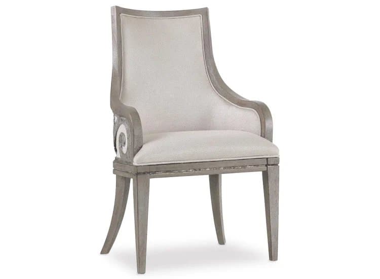 Hooker Furniture Casual Dining Sanctuary Upholstered Arm Chair in Epoque | Shimmering Boucle Fabric