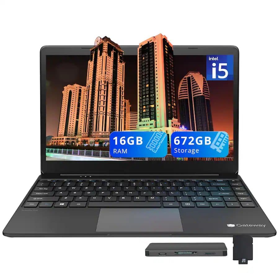 Gateway 14.1" FHD Laptop,Intel i5-1135G7,16GB RAM,512GB SSD+160GB Docking Station,Intel Iris Xe Graphicsm,Win 11,Black