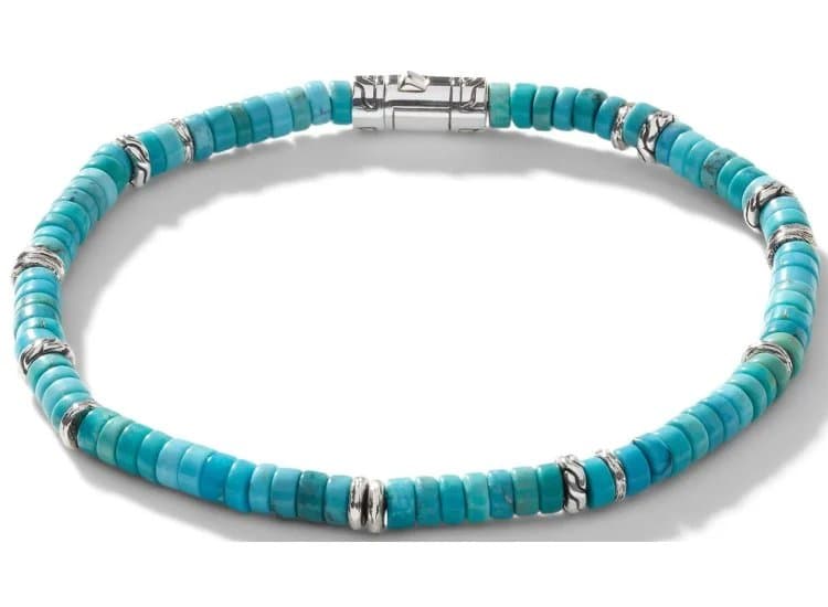 John Hardy Heishi Bracelet-Size Medium-in Sterling Silver and Treated Turquoise