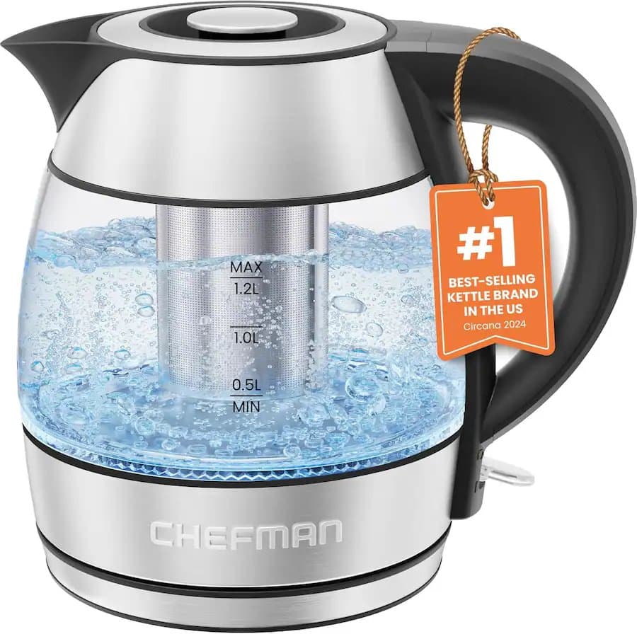 Rapid Boil 1.2L Electric Tea Kettle w/ Tea Infuser and Removable Lid