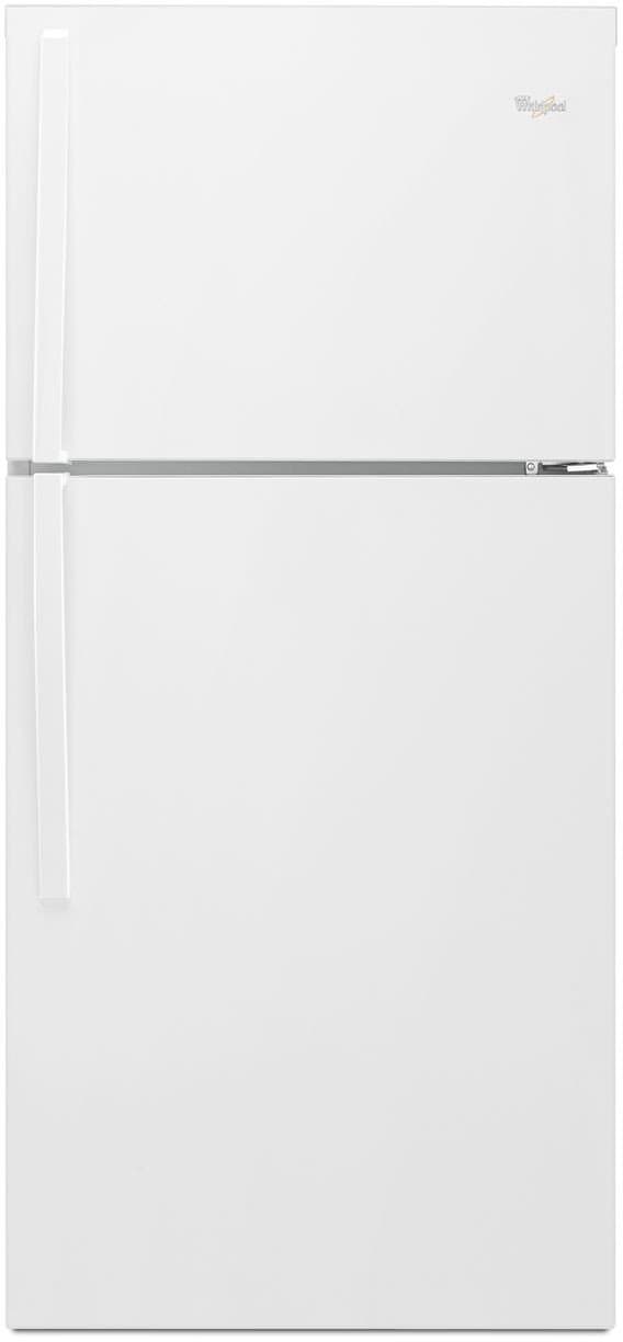 Whirlpool        
            WRT549SZDW
      30 Inch Top Freezer Refrigerator with 19 cu. ft. Capacity, Frameless Glass Shelves, Flexi-Slide Bin, Gallon Door Bin, LED Lighting, Quiet Cooling, EZ Connect Icemaker Compatible, ADA Compliant, and ENERGY STAR Certified: White