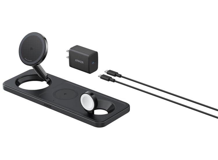 Anker MagGo Wireless Charging Station 3-in-1 Pad for Apple Devices with Qi2, Black