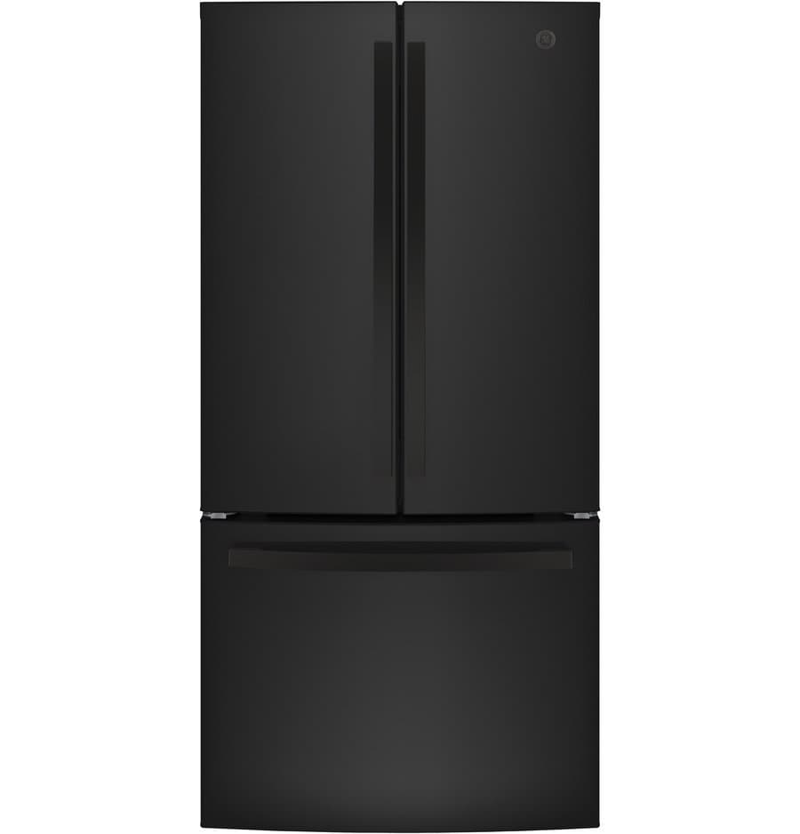 GE Counter-Depth 18.6-cu ft 3 -Door 33-in Wide French Door Refrigerator with Ice Maker with Water Dispenser ( Black ) ENERGY STAR Certified