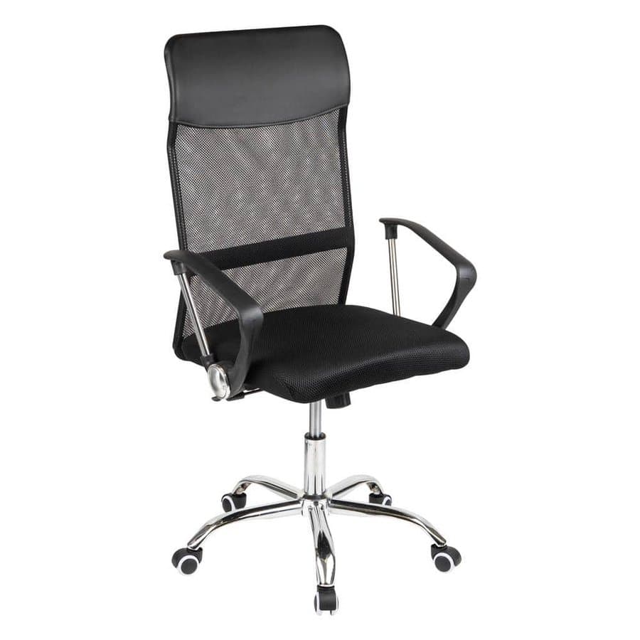 Swivel Mesh Office Chair with Headrest, Height Adjustable, Desk Chair in Black 25.5 in. L x 21 in. W x 42.5-47 in. H