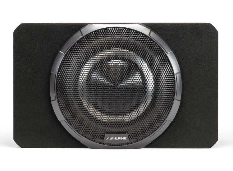 Alpine BassRev 10-Inch Powered Shallow Subwoofer Enclosure with OPTIM Sync Technology