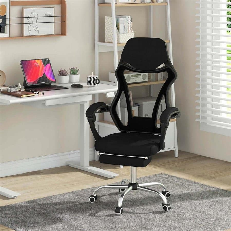 Mesh Seat Adjustable Height, Lumbar Support Ergonomic Office Chair, Black with Flip-Up Arms