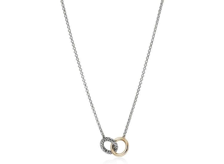 John Hardy JH Essential Linked Necklace, 2mm, Sterling Silver and 14K Yellow Gold