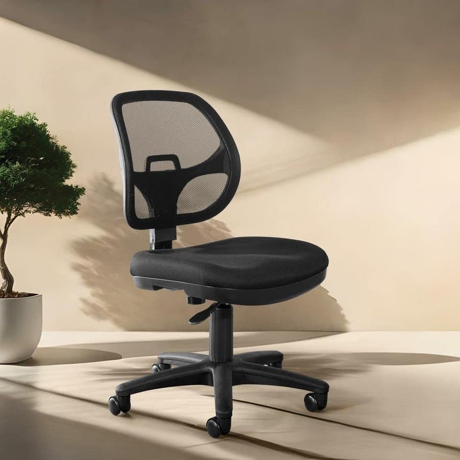 Mesh Seat Adjustable Height, Swivel, Wheels, Rolling Ergonomic Executive Chair, Black with Armless