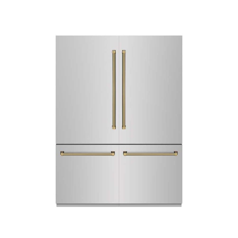 Autograph 60 in. Built-In Bottom Freezer 16.1 cu ft Refrigerator, Stainless with Gray Interior and Gold Helix Handles
