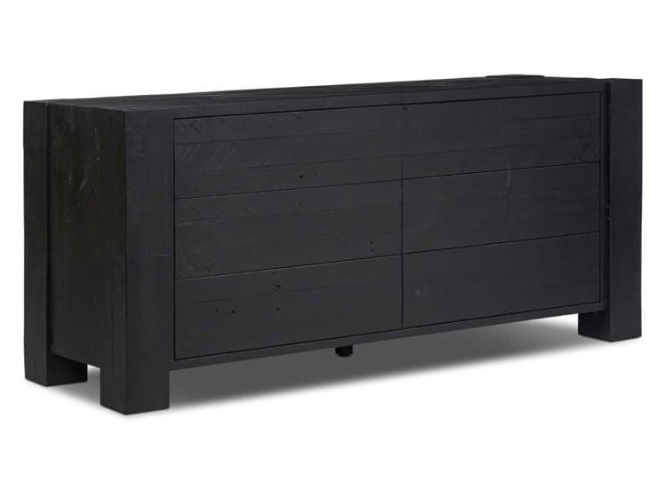 Four Hands Perot Dresser with 6 Drawers, Aged Black Pine