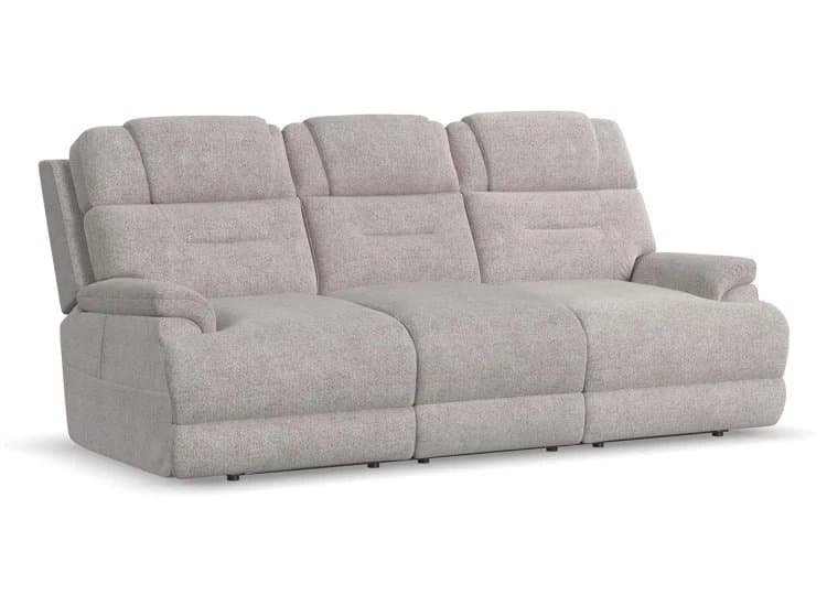Flexsteel Zofa Power Sleep Sofa with Power Headrests and Lumbar, Dove Fabric