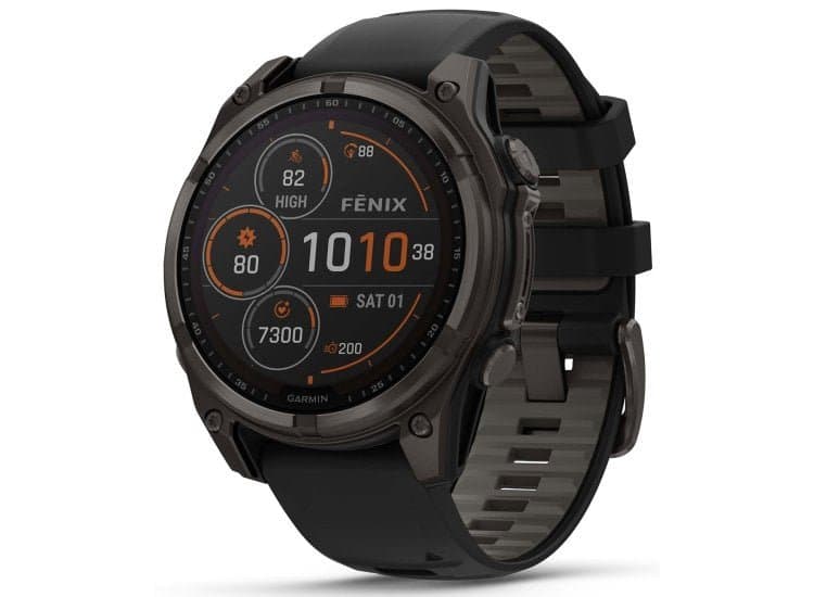 Garmin fenix 8 Solar Sapphire Smartwatch 47mm, Black and Pebble Gray Silicone Band
