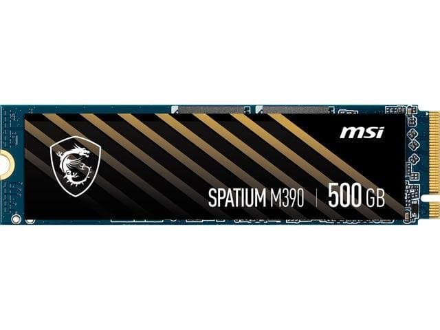 MSI SPATIUM M390 M.2 2280 500GB PCIe Gen3 x4, NVMe 1.4 3 D NAND Internal Solid State Drive (SSD)