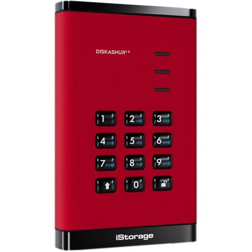 Istorage 5TB diskAshur3 USB 3.2 Gen 1 Encrypted Portable Hard Drive (Red)