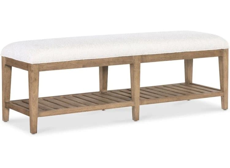 Hooker Furniture Bedroom Vineyard Row Bed Bench in Sonoma | White Zin Fabric